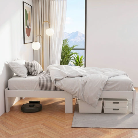 Artiss Bed Frame Single Size Wooden White JADE