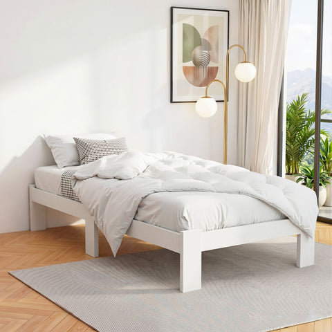 Artiss Bed Frame Single Size Wooden White JADE