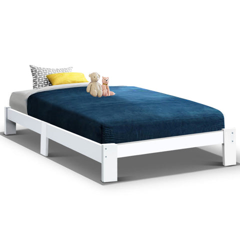 Artiss Bed Frame Single Size Wooden White JADE Chez Guru