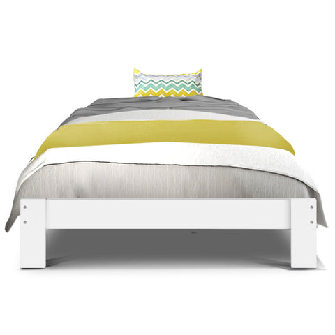 Artiss Bed Frame Single Size Wooden White JADE Chez Guru