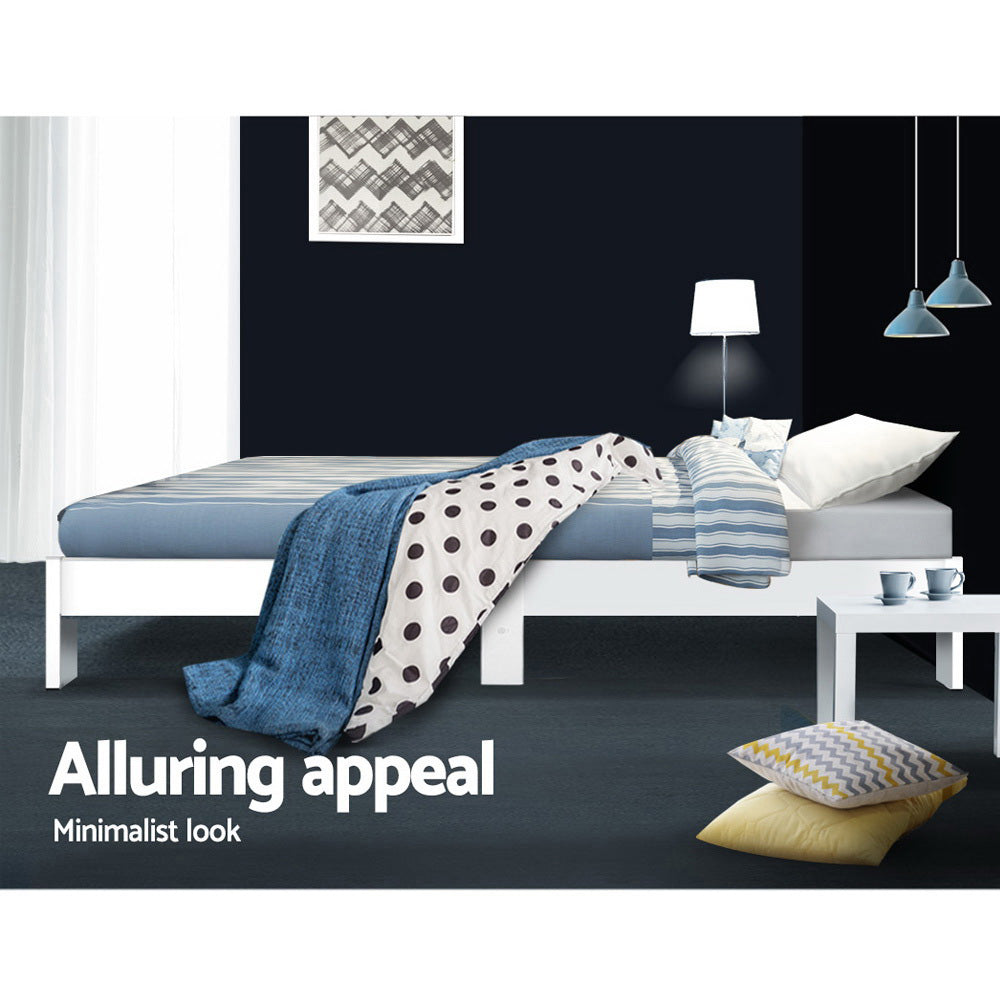Artiss Bed Frame Single Size Wooden White JADE Chez Guru