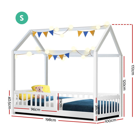 Artiss Bed Frame Wooden Kids House Frame White ROCK Chez Guru