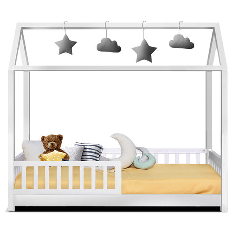 Artiss Bed Frame Wooden Kids House Frame White ROCK Chez Guru