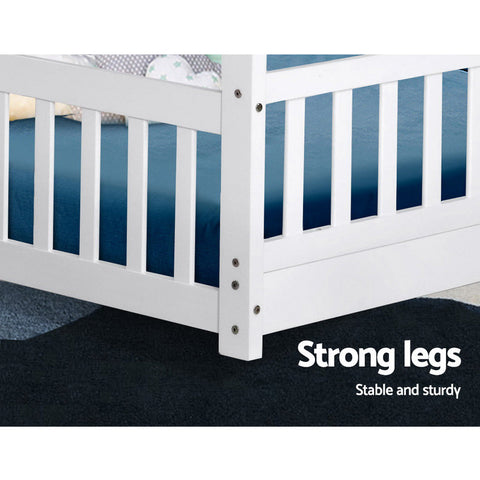 Artiss Bed Frame Wooden Kids House Frame White ROCK Chez Guru