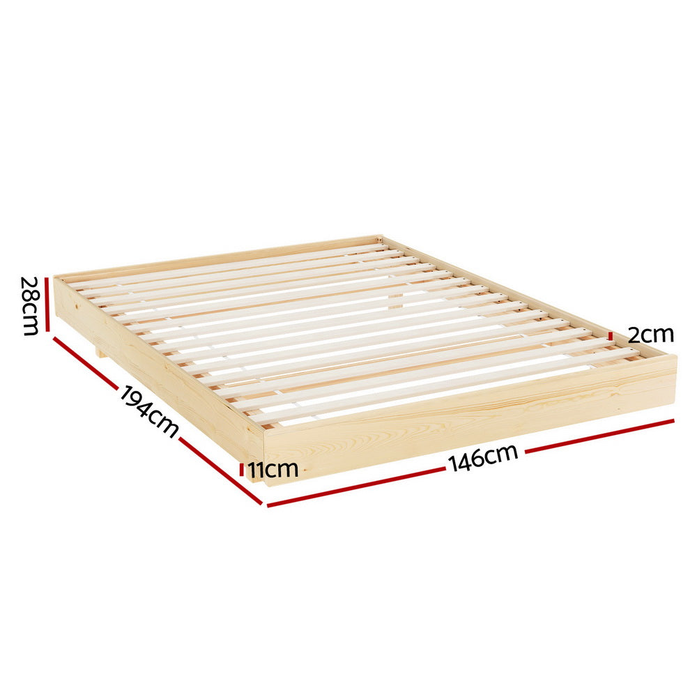 Artiss Bed Frame Double Size Floating Wooden Mattress Base Platform Timber ODIN Chez Guru