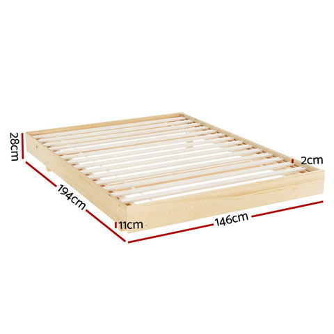Artiss Bed Frame Double Size Floating Wooden Mattress Base Platform Timber ODIN Chez Guru