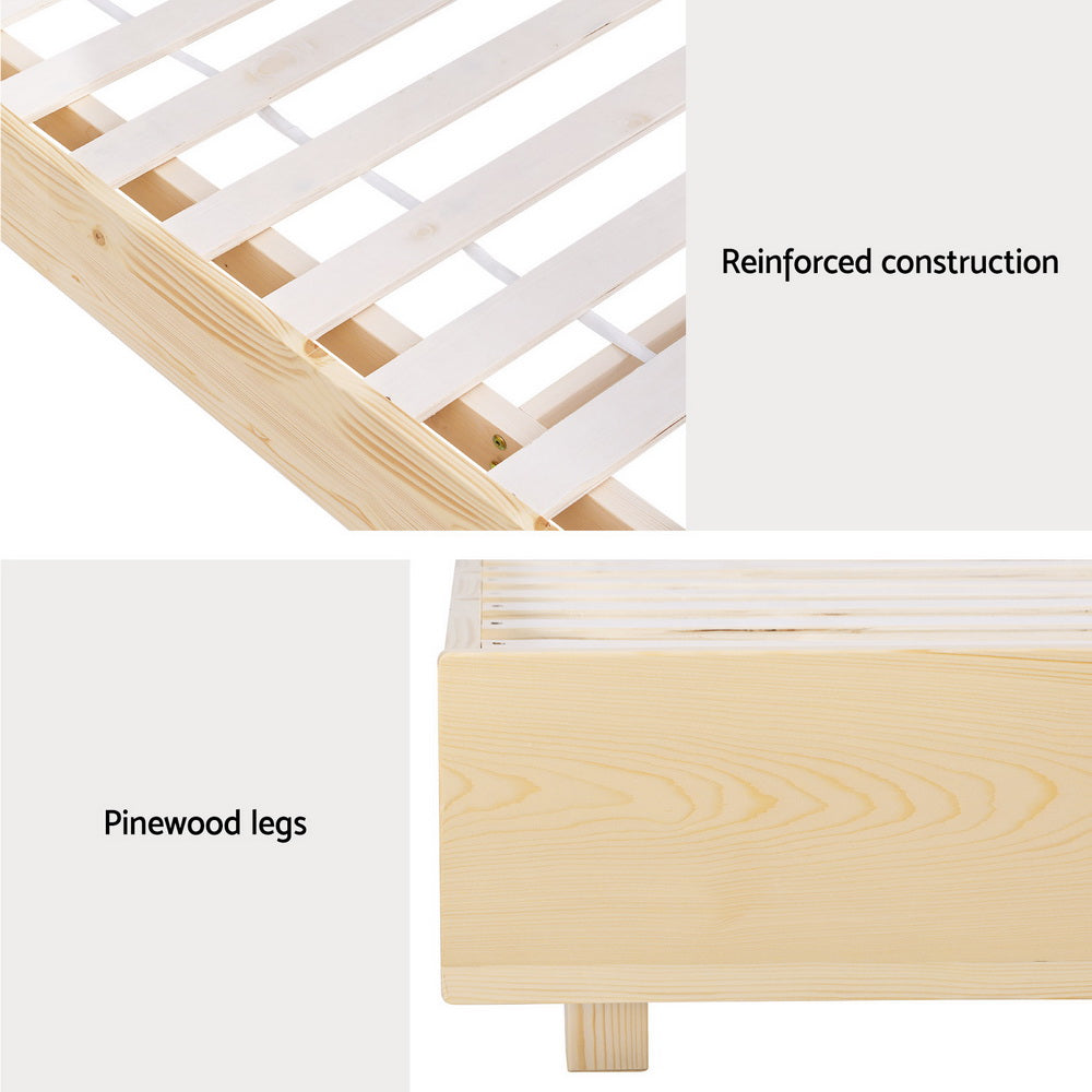 Artiss Bed Frame Double Size Floating Wooden Mattress Base Platform Timber ODIN Chez Guru