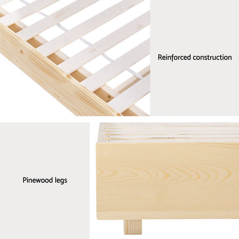 Artiss Bed Frame Double Size Floating Wooden Mattress Base Platform Timber ODIN Chez Guru