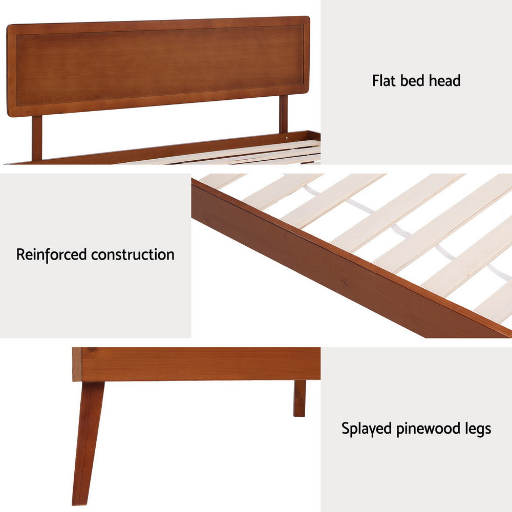 Artiss Bed Frame Single Size Wooden Bed Base Walnut SPLAY Chez Guru