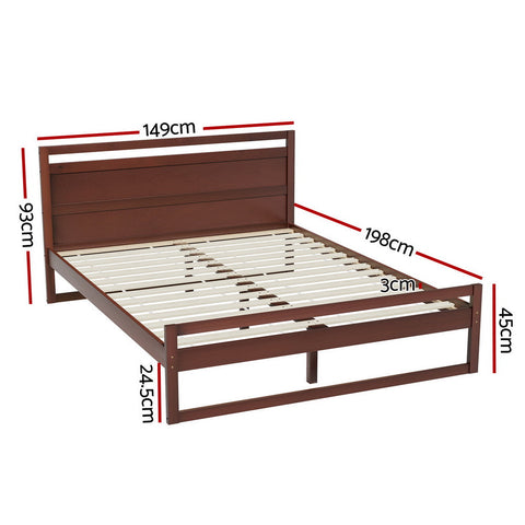 Artiss Bed Frame Double Size Wooden Walnut WITTON Chez Guru