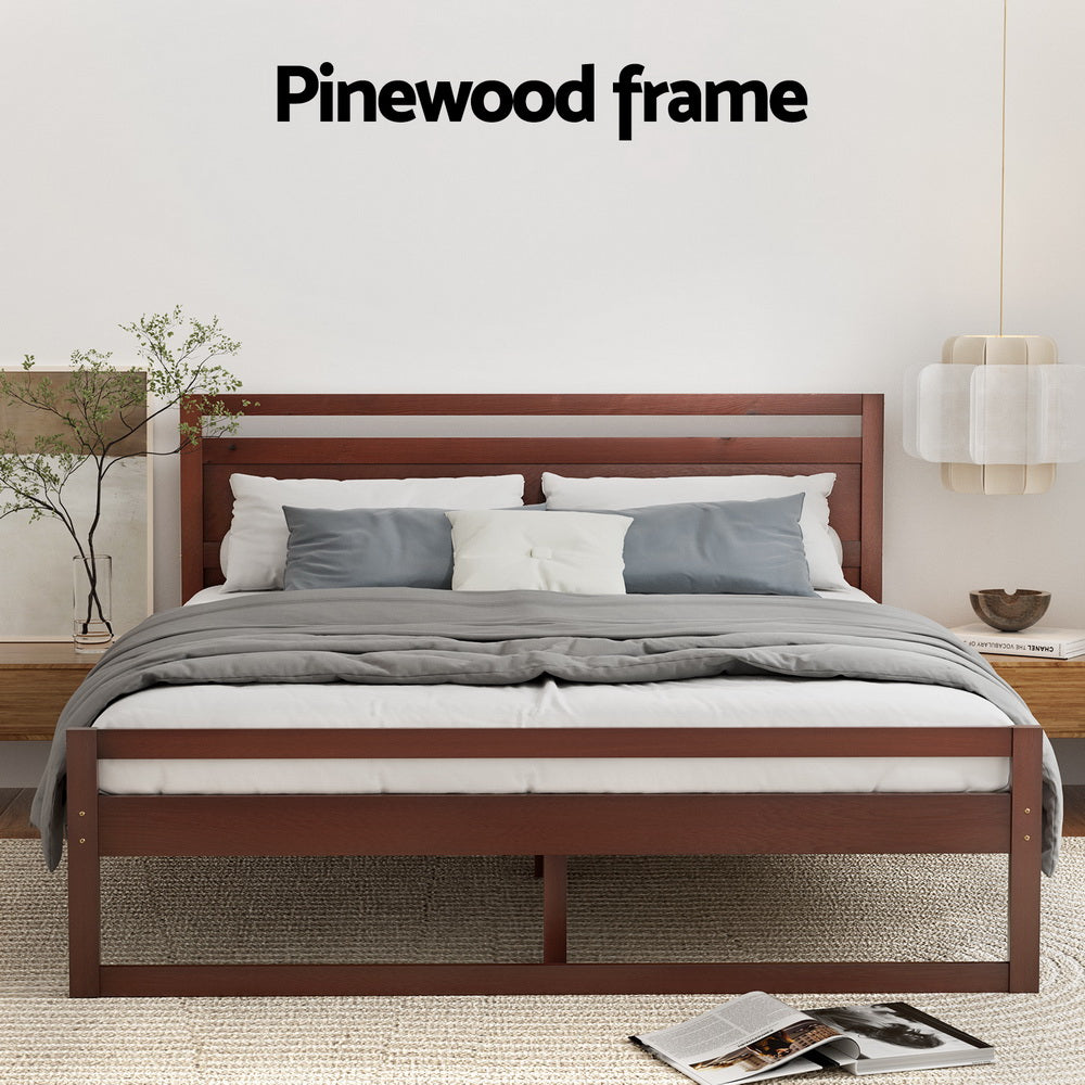Artiss Bed Frame Double Size Wooden Walnut WITTON Chez Guru