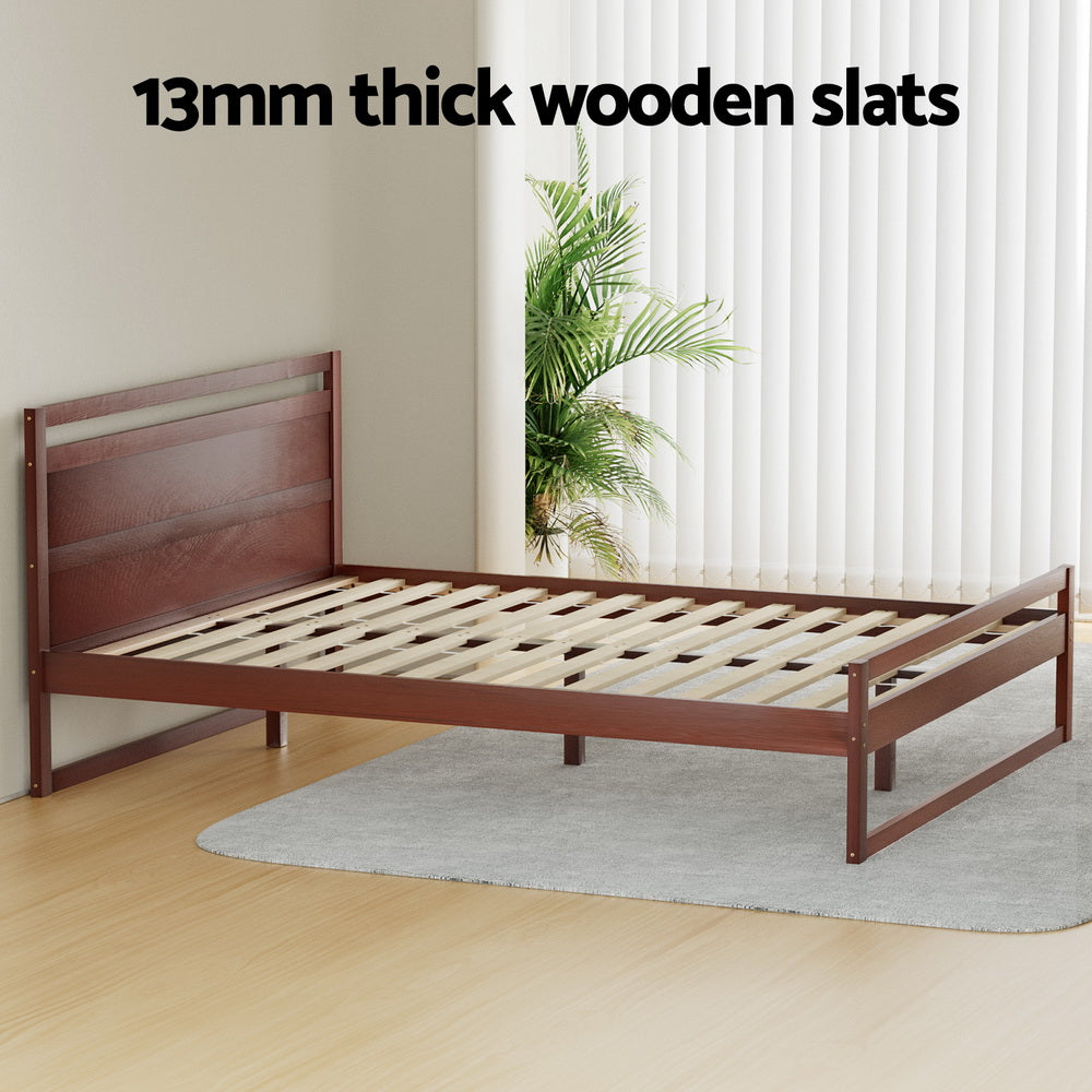 Artiss Bed Frame Double Size Wooden Walnut WITTON Chez Guru