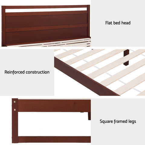 Artiss Bed Frame Double Size Wooden Walnut WITTON Chez Guru