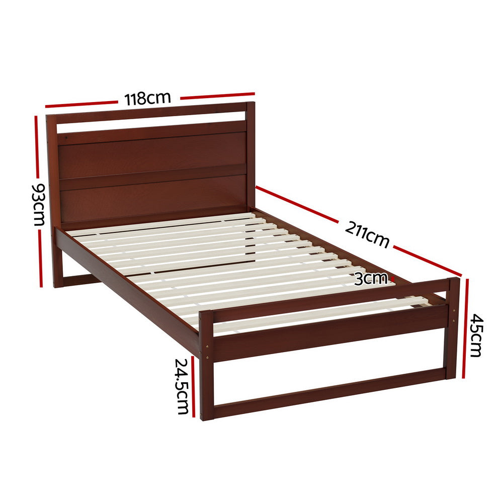 Artiss Bed Frame King Single Size Wooden Walnut WITTON Chez Guru