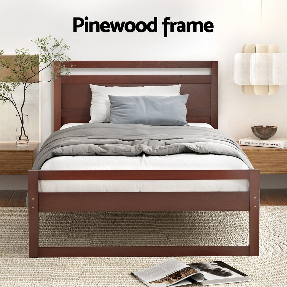 Artiss Bed Frame King Single Size Wooden Walnut WITTON Chez Guru