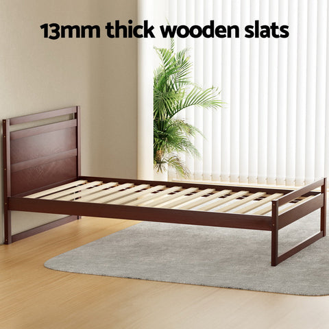 Artiss Bed Frame King Single Size Wooden Walnut WITTON Chez Guru