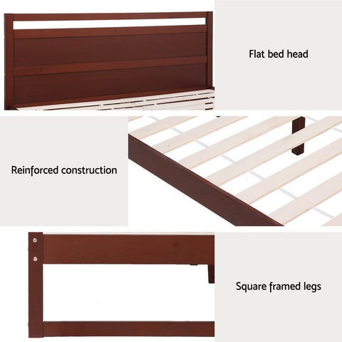 Artiss Bed Frame King Single Size Wooden Walnut WITTON Chez Guru