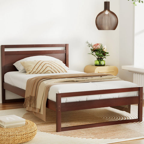 Artiss Bed Frame King Single Size Wooden Walnut WITTON Chez Guru
