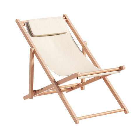 Gardeon Outdoor Deck Chair Wooden Sun Lounge Folding Beach Patio Furniture Beige Chez Guru