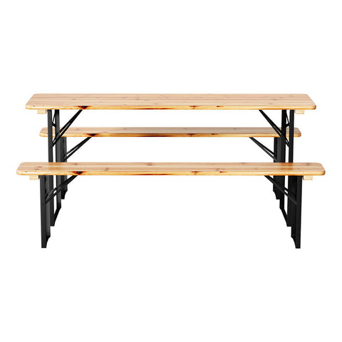 Gardeon 3 PCS Outdoor Furniture Dining Set Lounge Setting Patio Wooden Bench Chez Guru