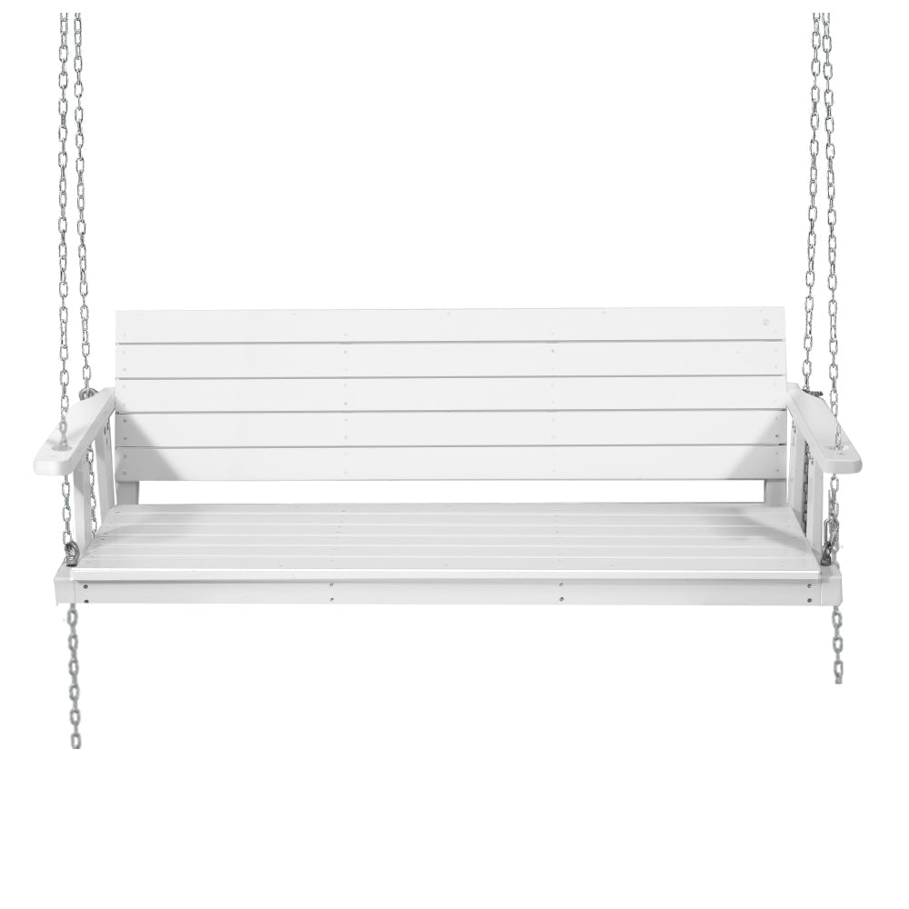 Gardeon Porch Swing Chair with Chain Outdoor Furniture 3 Seater Bench Wooden White Chez Guru