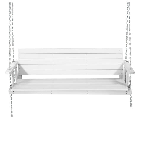 Gardeon Porch Swing Chair with Chain Outdoor Furniture 3 Seater Bench Wooden White Chez Guru
