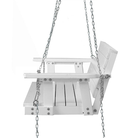 Gardeon Porch Swing Chair with Chain Outdoor Furniture 3 Seater Bench Wooden White Chez Guru