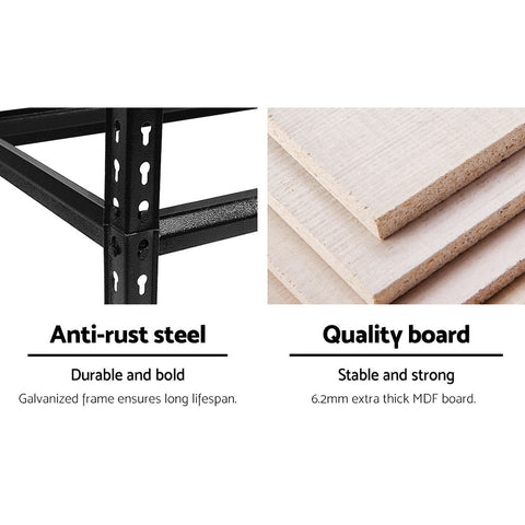 Giantz 4x1.8M Garage Shelving Warehouse Rack Pallet Racking Storage Shelve Black Chez Guru