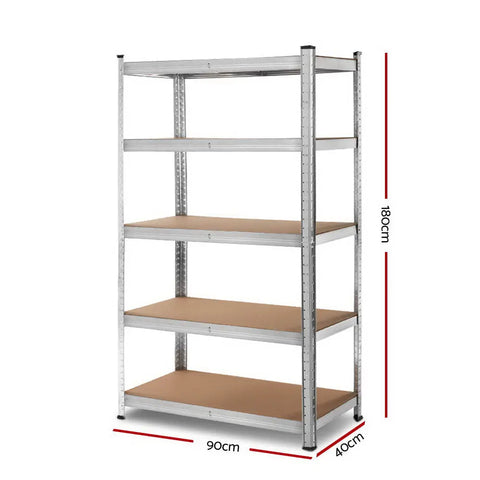 Giantz 1.8M Warehouse Racking Rack Shelving Garage Steel Metal Storage Shelves Silver Chez Guru