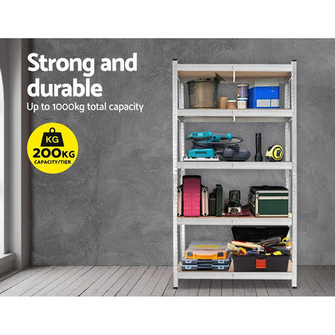 Giantz 1.8M Warehouse Racking Rack Shelving Garage Steel Metal Storage Shelves Silver Chez Guru