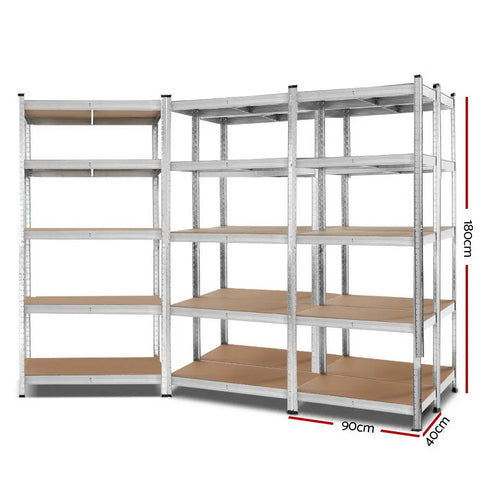 Giantz 5x1.8M Garage Shelving Warehouse Rack Pallet Racking Storage Shelf Silver Chez Guru