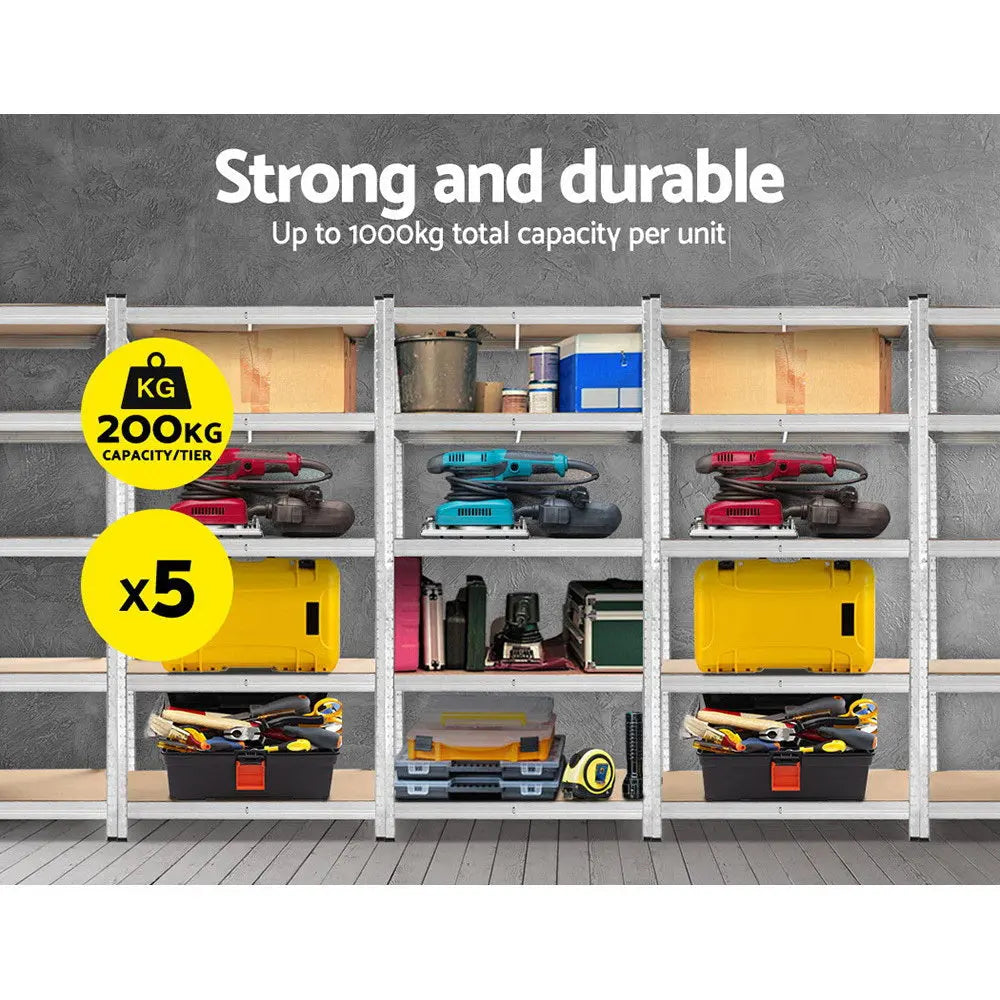 Giantz 5x1.8M Garage Shelving Warehouse Rack Pallet Racking Storage Shelf Silver Chez Guru