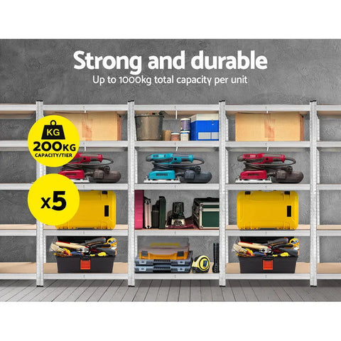 Giantz 5x1.8M Garage Shelving Warehouse Rack Pallet Racking Storage Shelf Silver Chez Guru