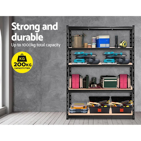 Giantz 1.8M Warehouse Racking Shelving Storage Shelf Garage Shelves Rack Steel Black Chez Guru
