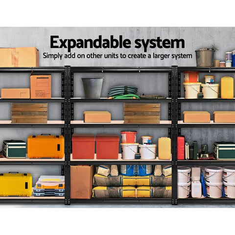 Giantz 1.8M Warehouse Racking Shelving Storage Shelf Garage Shelves Rack Steel Black Chez Guru