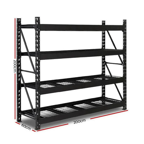 Giantz 2Mx2M Garage Shelving Warehouse Rack Pallet Racking Storage Shelve Black Chez Guru