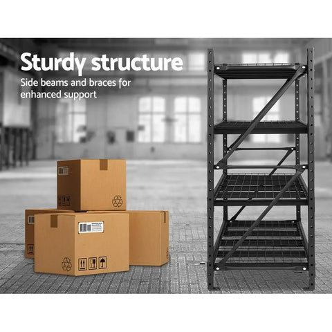 Giantz 2Mx2M Garage Shelving Warehouse Rack Pallet Racking Storage Shelve Black Chez Guru