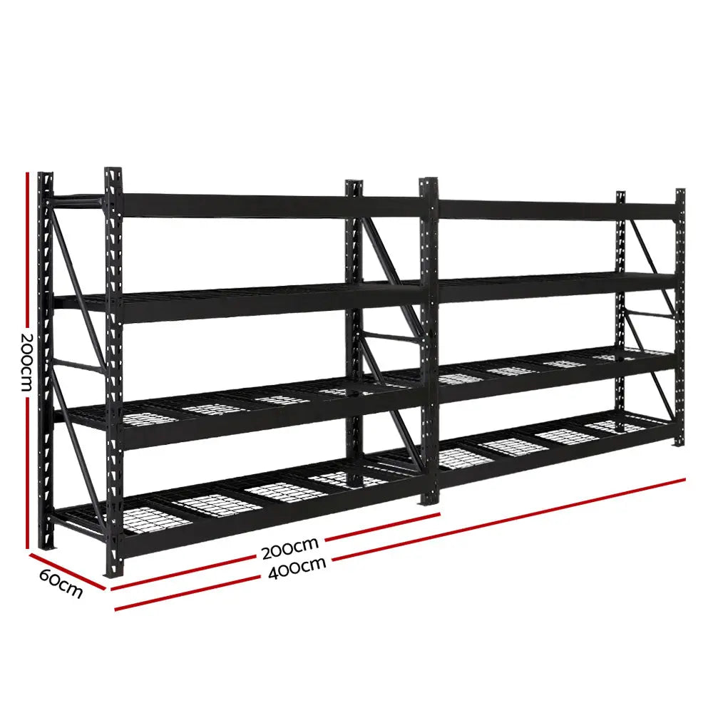 Giantz 4Mx2M Garage Shelving Warehouse Rack Pallet Racking Storage Shelve Black Chez Guru