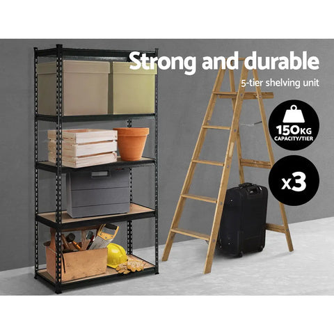 3x1.5M Warehouse Shelving Racking Storage Garage Steel Metal Shelves Rack Chez Guru