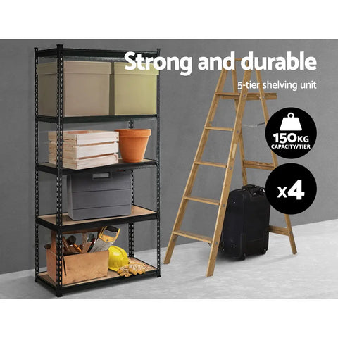 Giantz 4x1.5M Garage Shelving Warehouse Rack Pallet Racking Storage Shelve Black Chez Guru