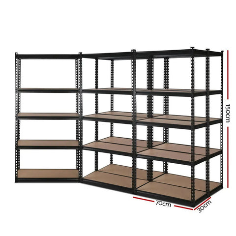 Giantz 5x1.5M Garage Shelving Warehouse Rack Pallet Racking Storage Shelve Black Chez Guru