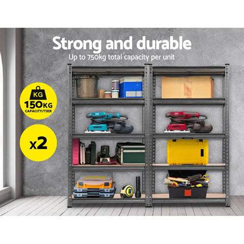 Giantz 2x1.5M Steel Warehouse Racking Rack Shelving Storage Garage Shelves Shelf Chez Guru
