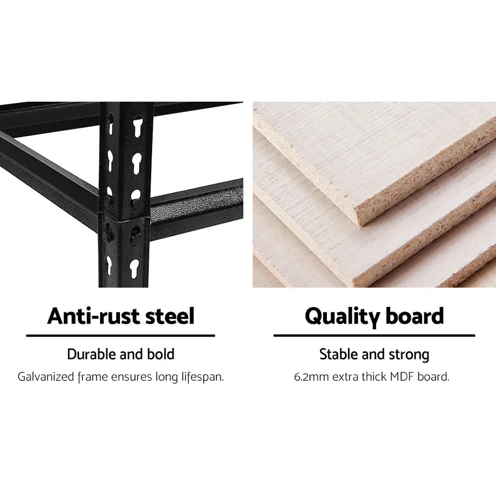 Giantz 2x1.8M Garage Shelving Warehouse Rack Pallet Racking Storage Shelve Black Chez Guru