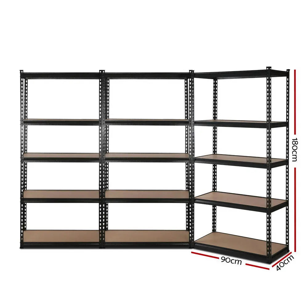 Giantz 3x1.8M Garage Shelving Warehouse Rack Pallet Racking Storage Shelve Black Chez Guru