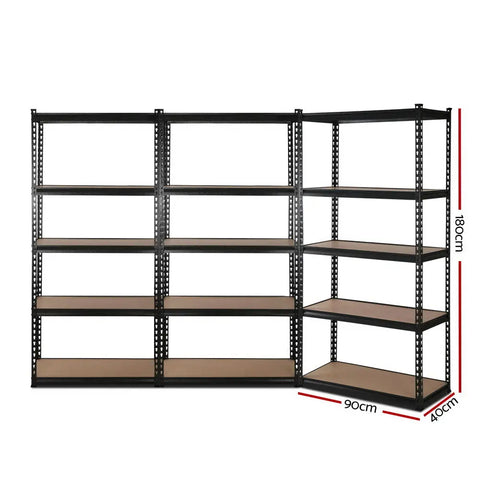 Giantz 3x1.8M Garage Shelving Warehouse Rack Pallet Racking Storage Shelve Black Chez Guru