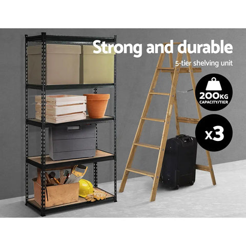 Giantz 3x1.8M Garage Shelving Warehouse Rack Pallet Racking Storage Shelve Black Chez Guru
