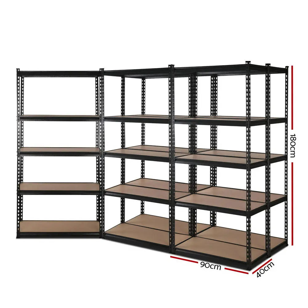 Giantz 5x1.8M Garage Shelving Warehouse Rack Pallet Racking Storage Shelve Black Chez Guru