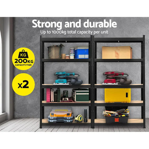 Giantz 2x1.8M Garage Shelving Warehouse Rack Pallet Racking Storage Shelf Black Chez Guru