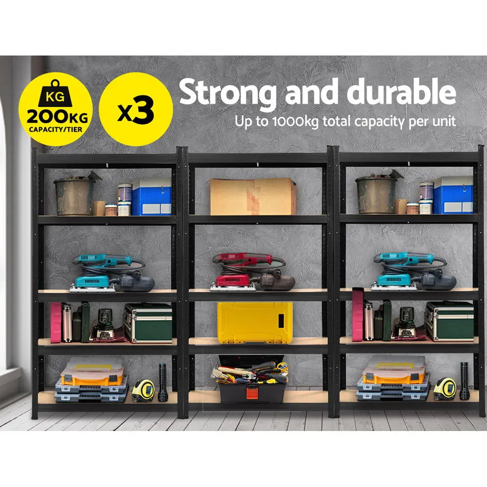 Giantz 3x1.8M Garage Shelving Warehouse Rack Pallet Racking Storage Shelf Black Chez Guru