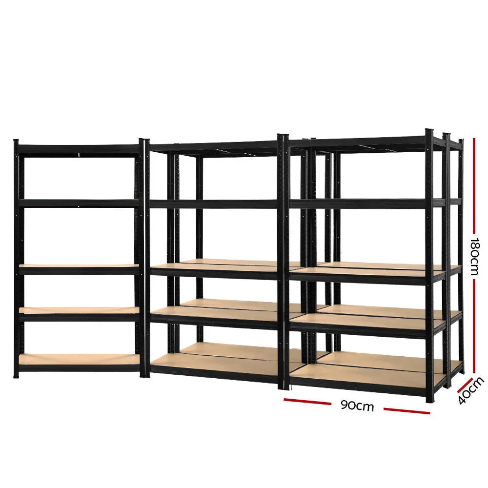 Giantz 5x1.8M Garage Shelving Warehouse Rack Pallet Racking Storage Shelf Black Chez Guru